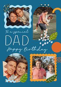 Tap to view Special Dad 4 Photo Blue Birthday Card