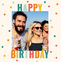 Tap to view Polka Dot Square Photo Birthday Card