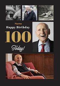 Tap to view Simple Bold 100th Birthday 5 Photo Card