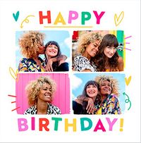Tap to view Colourful 4 Photo Square Birthday Card