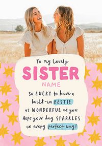 Tap to view Sister Built-In Bestie Birthday Photo Card