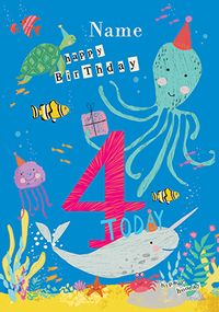 Tap to view Under The Sea Age 4 Birthday Card