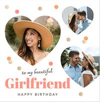 Tap to view Beautiful Girlfriend 3 Photo Square Birthday Card