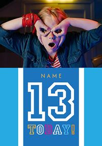 Tap to view Simple Bold Blue 13th Birthday Photo Card