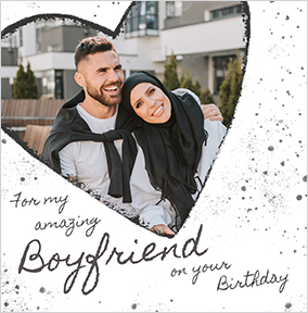 Amazing Boyfriend Heart Photo Square Birthday Card