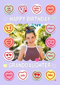 Tap to view Swizzels Love Hearts Granddaughter Birthday Photo Card