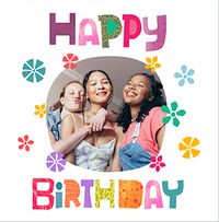 Tap to view Colourful Square Happy Birthday Photo Card