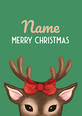Doe Red Bow Merry Christmas Card