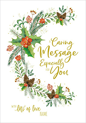 Caring Message Personalised Christmas Card