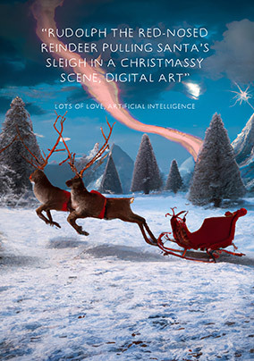 Ai Reindeers and Sleigh Christmas Card
