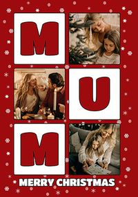 Tap to view Mum 3 Photo Snowflake Christmas Card
