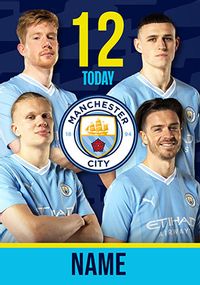 Tap to view Man City Editable age Birthday Card