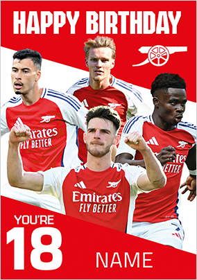 Arsenal Football Players Age 18 Birthday Card