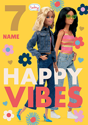 Barbie - Happy Vibes Age 7 Birthday Card