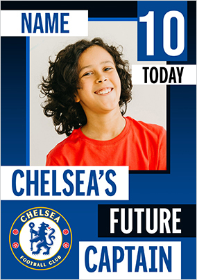 Chelsea FC Age 10 Birthday Photo Card