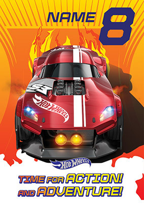 Hot Wheels -  Time For Action 8th Birthday Card