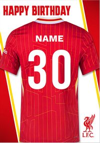 Tap to view Liverpool FC Football T-shirt Age 30 Birthday Card