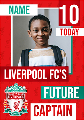 Liverpool FC Age 10 Birthday Photo Card