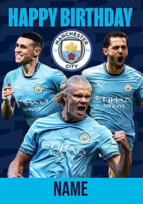 Manchester City Football Players Birthday Card