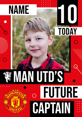 Manchester United Age 10 Birthday Photo Card