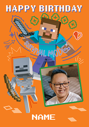 Minecraft Survival Mode Birthday Photo Card