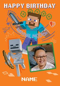 Tap to view Minecraft Survival Mode Birthday Photo Card