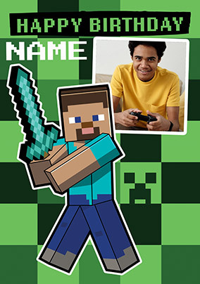 Minecraft - Happy Birthday Photo Card