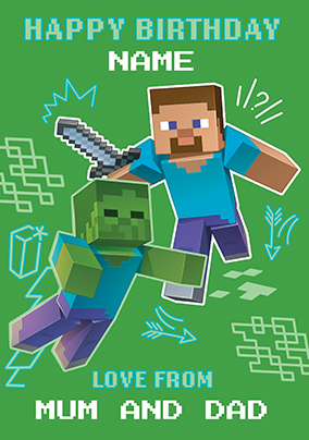 Minecraft From Mum And Dad Birthday Card