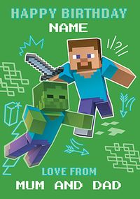 Tap to view Minecraft From Mum And Dad Birthday Card