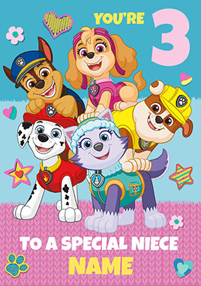 Paw Patrol - Special Niece 3rd Birthday Card