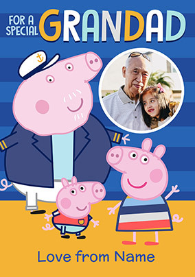 Peppa Pig - Grandad Photo Upload Birthday Card