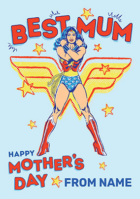 Wonder Woman Best Mum Mother's Day Card