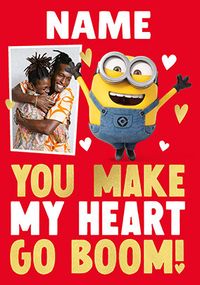 Tap to view Minions Make My Heart Go Boom Valentine's Day Photo Card