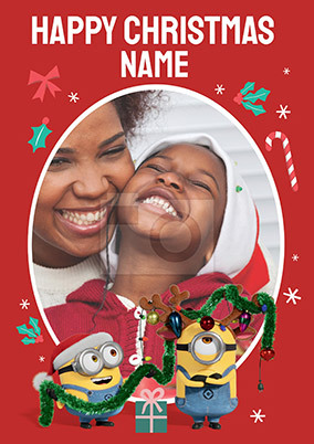 Minions Happy Christmas Photo Card