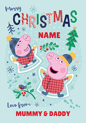 Peppa Pig Personalised Mummy& Daddy  Christmas Card