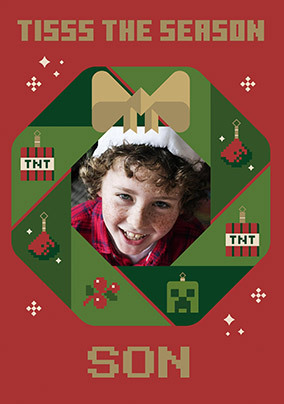 Son Photo Wreath Minecraft Christmas Card