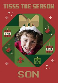 Tap to view Son Photo Wreath Minecraft Christmas Card