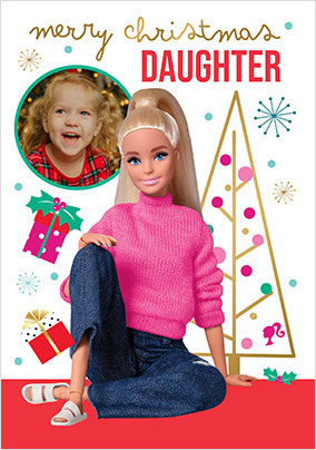 Barbie Merry Christmas Daughter Photo Card