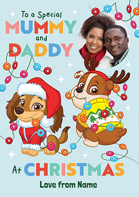 Paw Patrol To Mummy And Daddy Christmas Photo Card