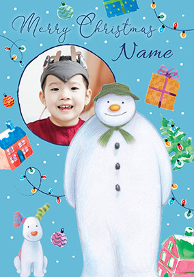 The Snowman and and the Snow Dog Christmas Photo Card