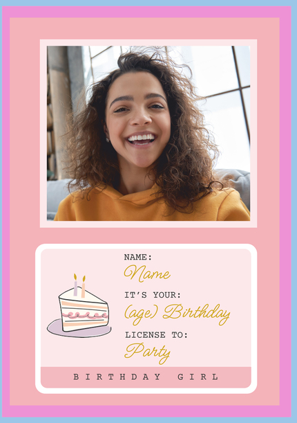 Birthday Girl Photo Upload Card