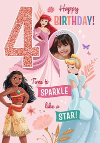 Tap to view Disney Princesses Age 4 Birthday Photo Card