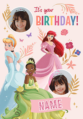 Disney Princesses 2 Photo Birthday Card