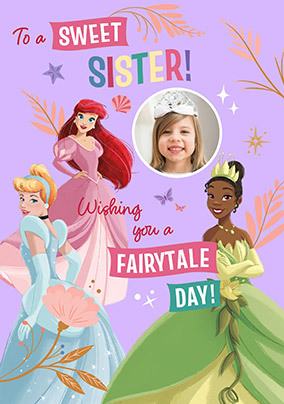 Disney Princesses Sister Birthday Photo Card