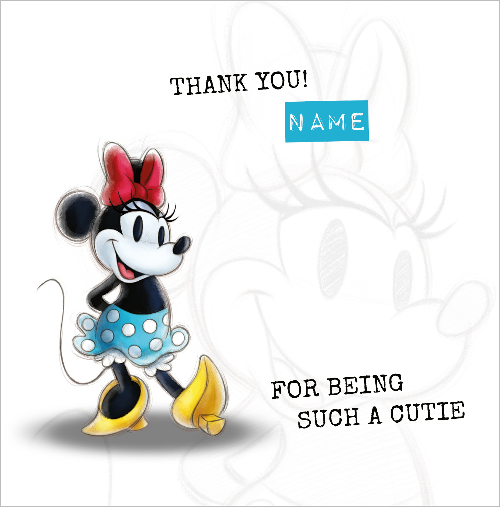Minnie Mouse Personalised Thank You Card