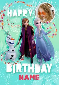 Tap to view Frozen Anna, Elsa & Olaf Birthday Photo Card