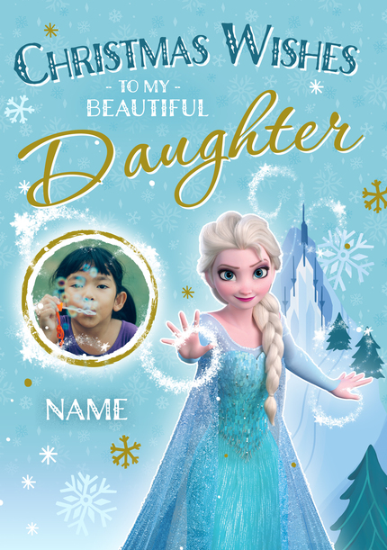 Frozen Elsa Daughter Christmas Photo Card