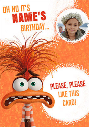 Inside Out - Anxiety Photo Upload Birthday Card