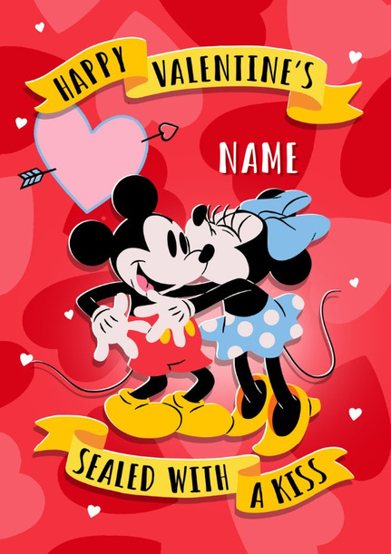 Mickey & Minnie Sealed With A Kiss Valentine's Day Card