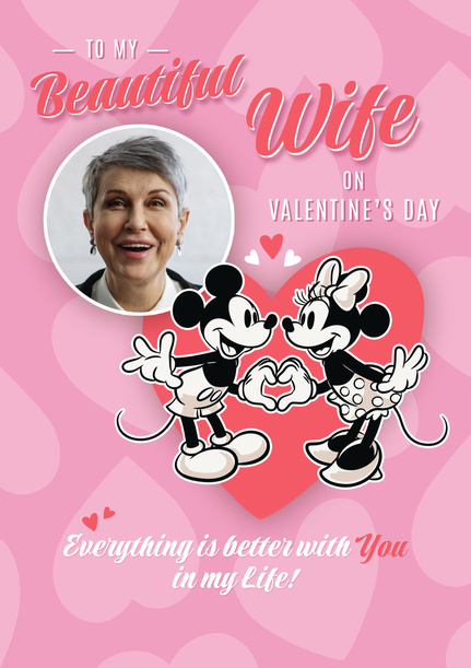 Mickey & Minnie Wife Valentine's Day Photo Card